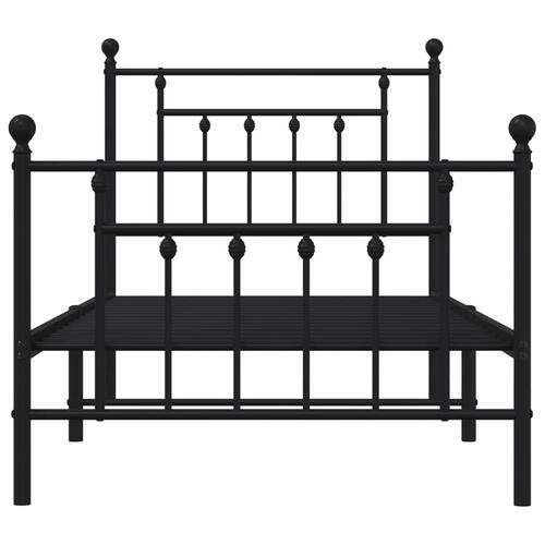Sengeramme med sengegavl og fodgærde 90x190 cm metal sort