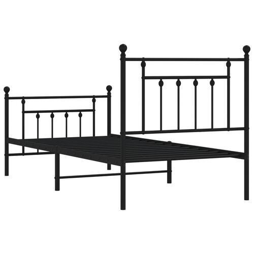 Sengeramme med sengegavl og fodgærde 90x190 cm metal sort
