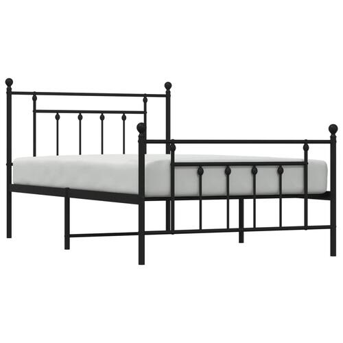 Sengeramme med sengegavl og fodgærde 100x200 cm metal sort