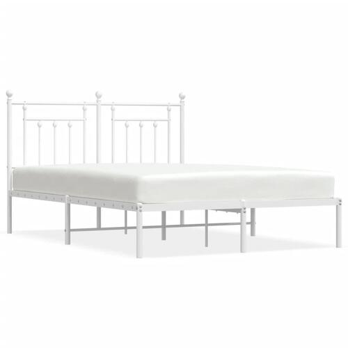 Sengeramme med sengegavl 140x200 cm metal hvid