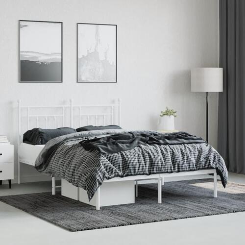 Sengeramme med sengegavl 140x200 cm metal hvid
