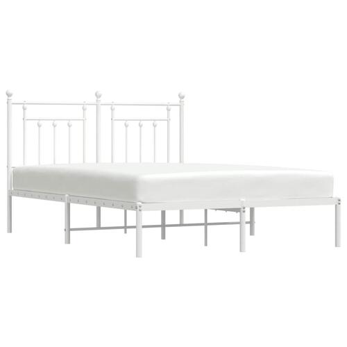 Sengeramme med sengegavl 140x200 cm metal hvid