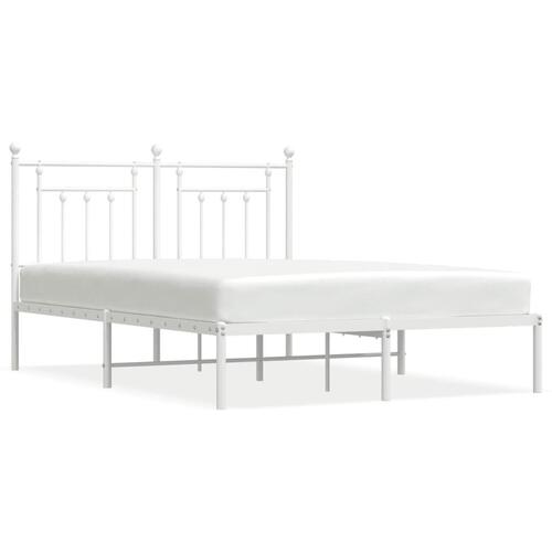 Sengeramme med sengegavl 150x200 cm metal hvid