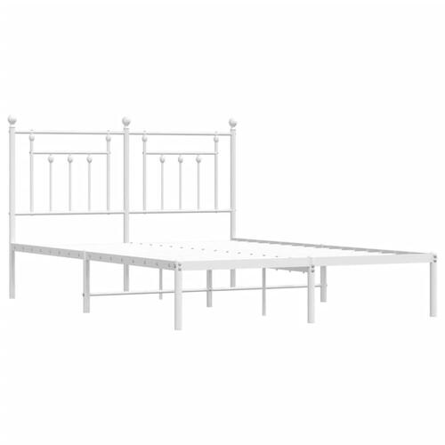 Sengeramme med sengegavl 150x200 cm metal hvid