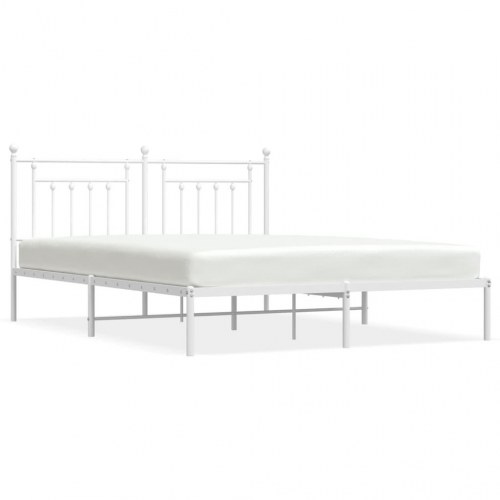 Sengeramme med sengegavl 160×200 cm - metal, hvid