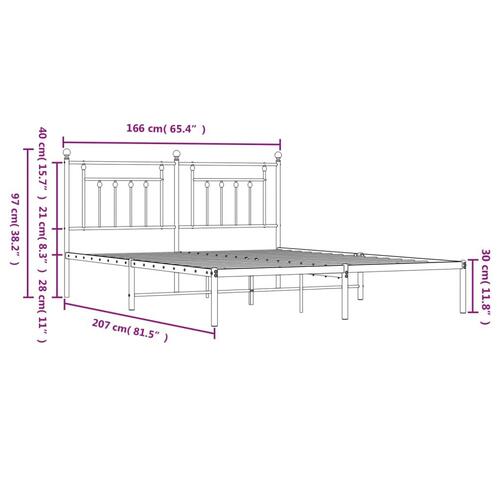 Sengeramme med sengegavl 160x200 cm metal hvid