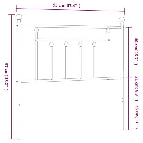 Sengegavl 90 cm metal hvid