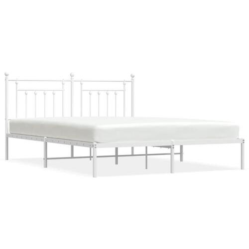 Sengeramme med sengegavl 180x200 cm metal hvid