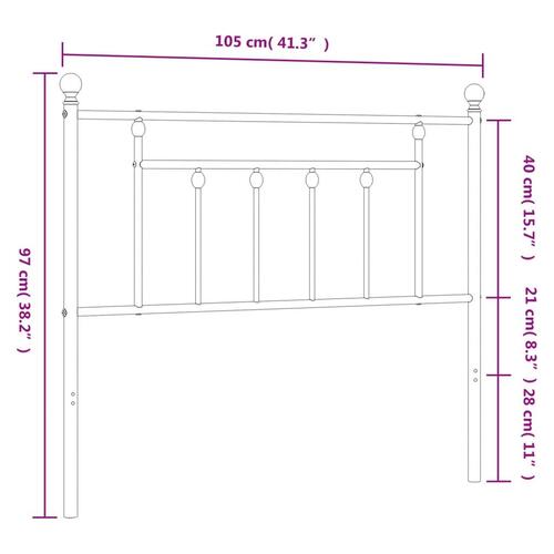 Sengegavl 100 cm metal hvid
