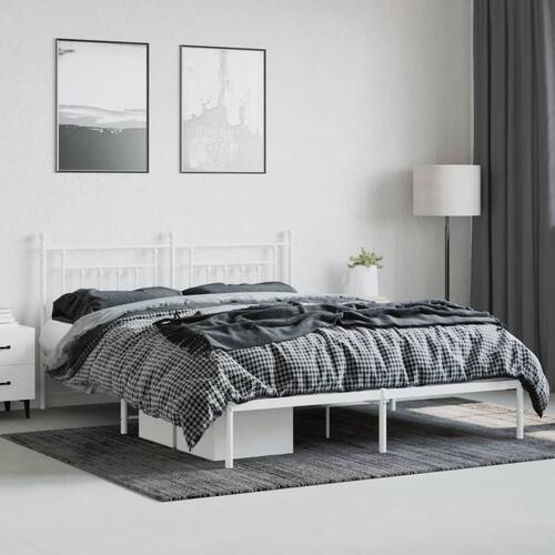 Sengeramme med sengegavl 183x213 cm metal hvid
