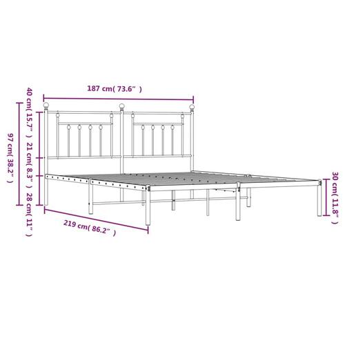 Sengeramme med sengegavl 183x213 cm metal hvid