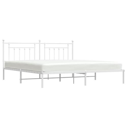 Sengeramme med sengegavl 200x200 cm metal hvid