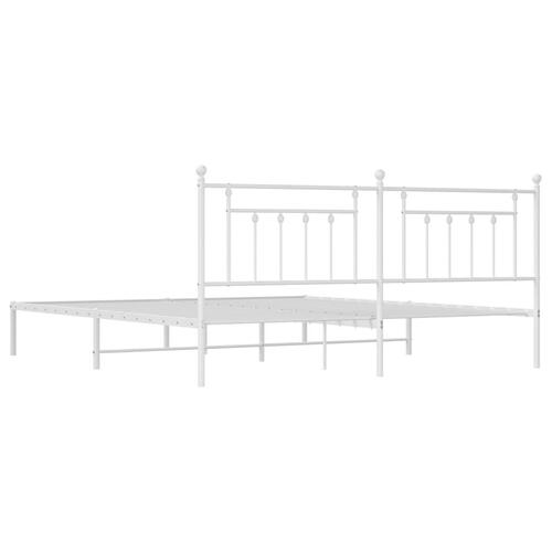 Sengeramme med sengegavl 200x200 cm metal hvid