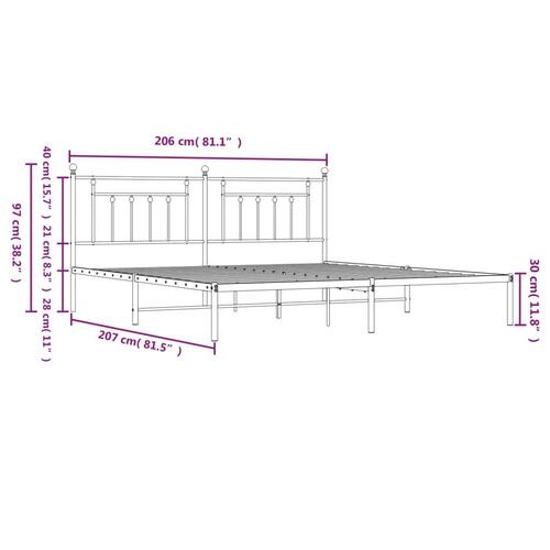 Sengeramme med sengegavl 200x200 cm metal hvid