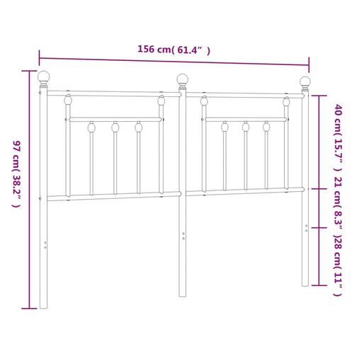 Sengegavl 150 cm metal hvid