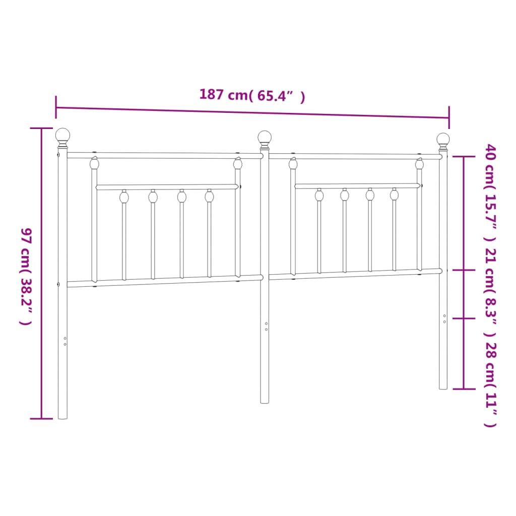 Sengegavl 180 cm metal hvid