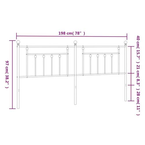 Sengegavl 193 cm metal hvid