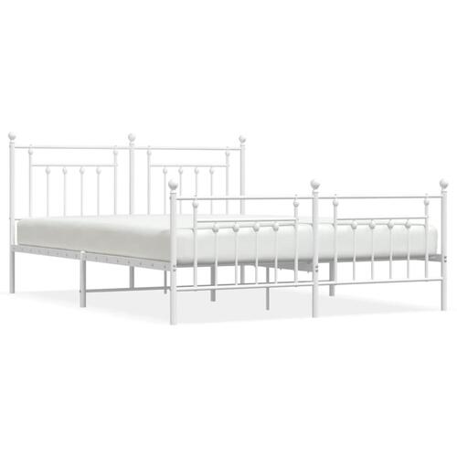 Sengeramme med sengegavl og fodgærde 160x200 cm metal hvid