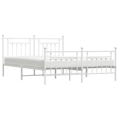 Sengeramme med sengegavl og fodgærde 160x200 cm metal hvid