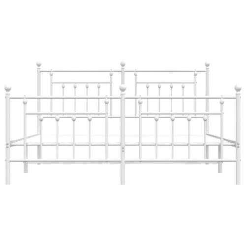 Sengeramme med sengegavl og fodgærde 160x200 cm metal hvid