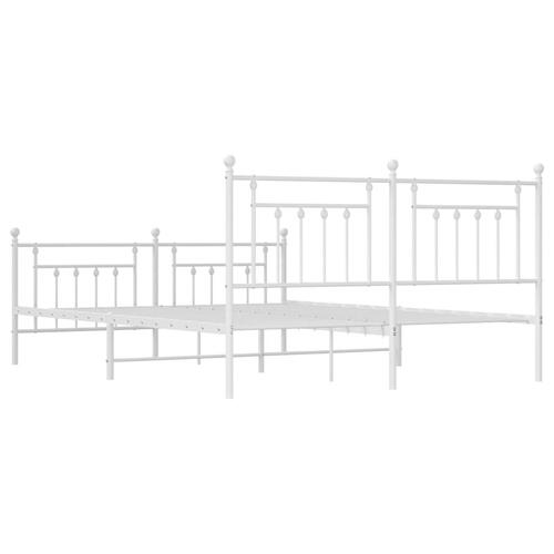 Sengeramme med sengegavl og fodgærde 160x200 cm metal hvid