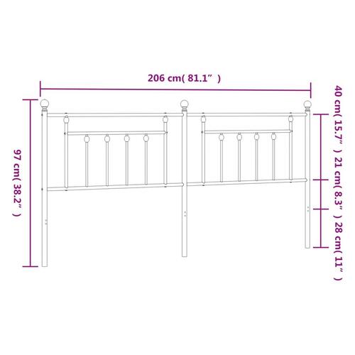 Sengegavl 200 cm metal hvid