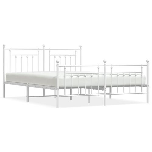 Sengeramme med sengegavl og fodgærde 180x200 cm metal hvid