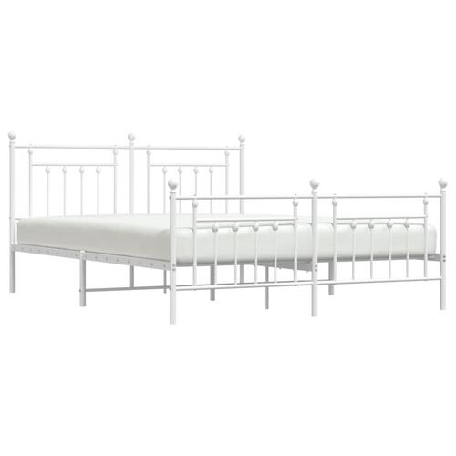 Sengeramme med sengegavl og fodgærde 180x200 cm metal hvid