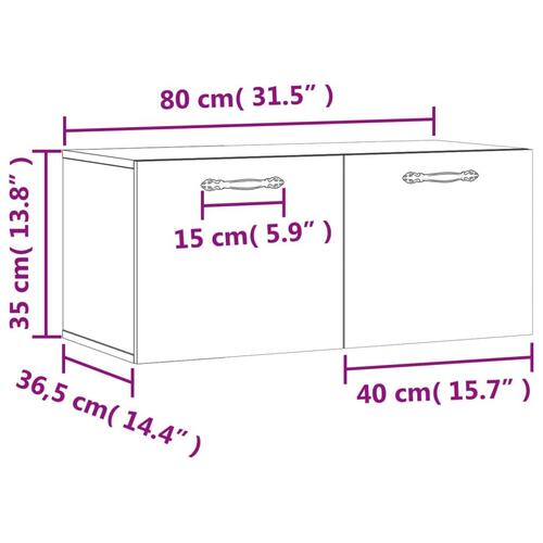 Vægskab 80x36,5x35 cm konstrueret træ sort