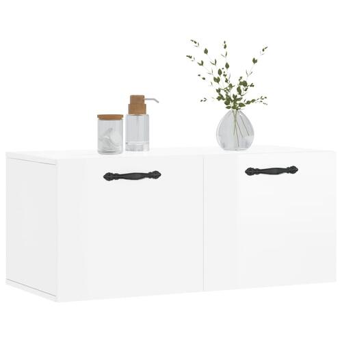 Vægskab 80x36,5x35 cm konstrueret træ hvid højglans