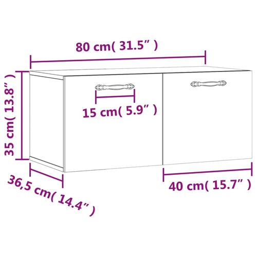 Vægskab 80x36,5x35 cm konstrueret træ hvid højglans