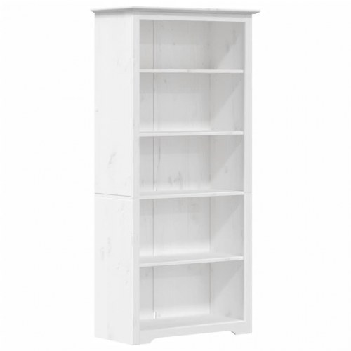 Bogreol BODO - 5 hylder, 82×40×173 cm, massivt fyrretræ - hvid