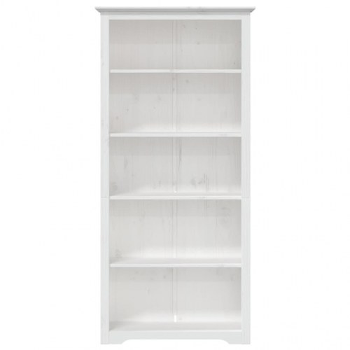Bogreol BODO - 5 hylder, 82×40×173 cm, massivt fyrretræ - hvid