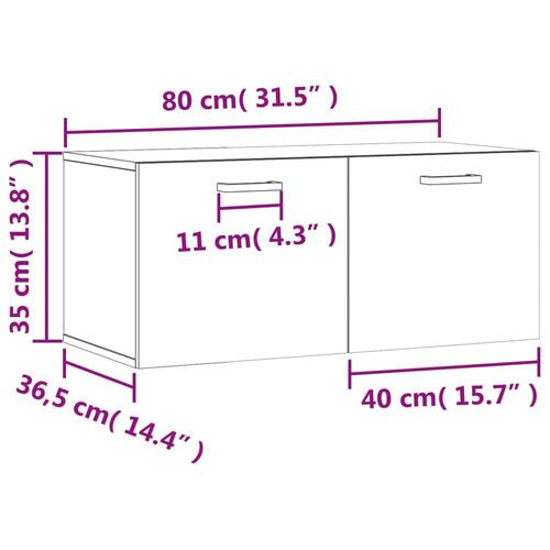 Vægskab 80x36,5x35 cm konstrueret træ hvid højglans