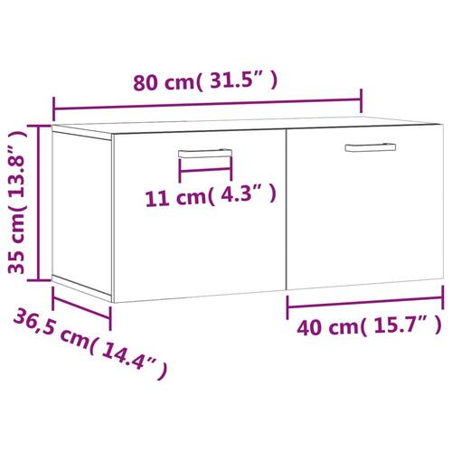 Vægskab 80x36,5x35 cm konstrueret træ betongrå