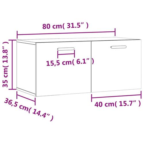 Vægskab 80x36,5x35 cm konstrueret træ hvid højglans