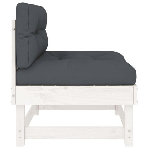 Midtermodul med hynder massivt fyrretræ hvid