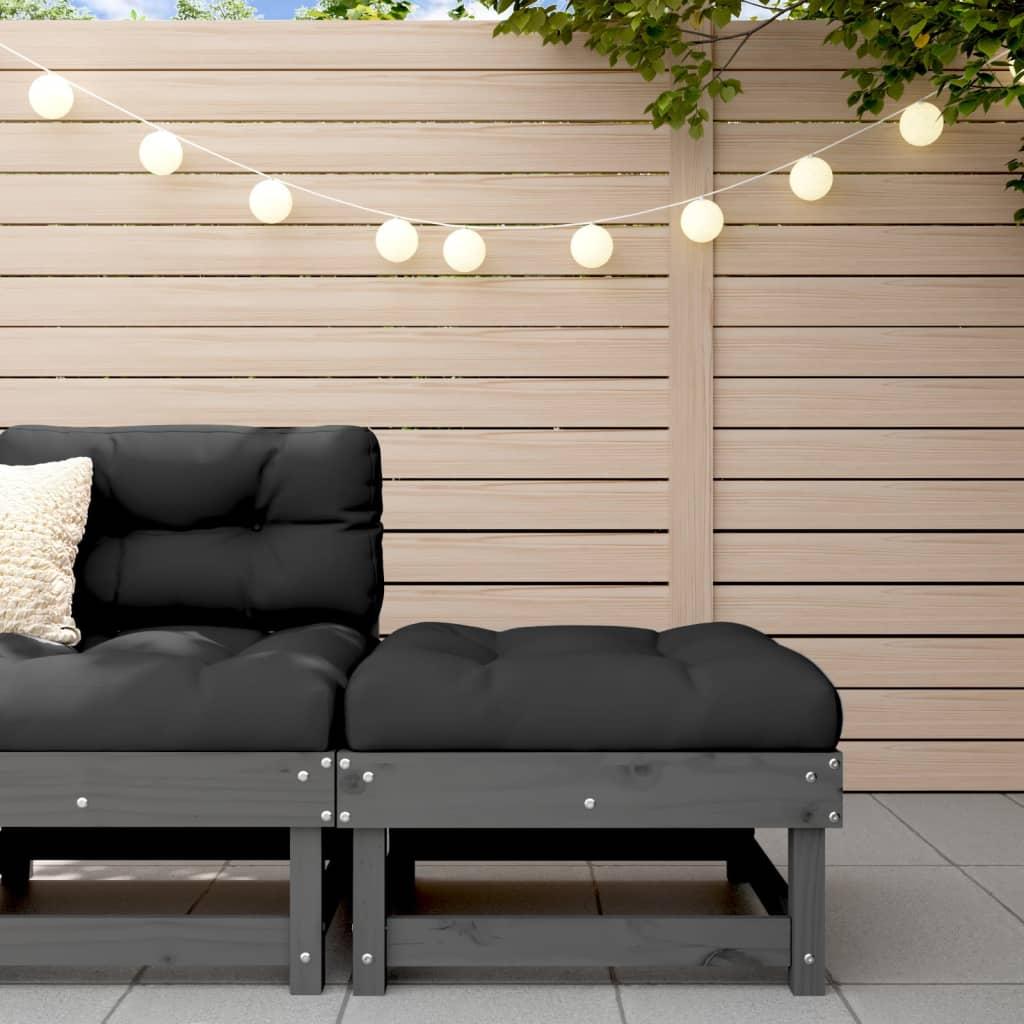 Udendørs fodskammel med hynde massivt fyrretræ grå billede