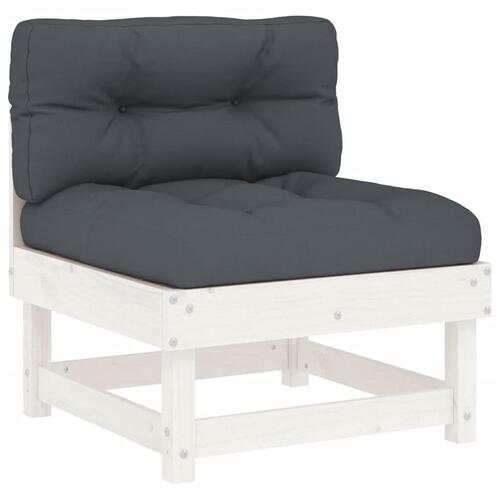 Midtermoduler til sofa 2 stk. med hynder massivt fyrretræ hvid