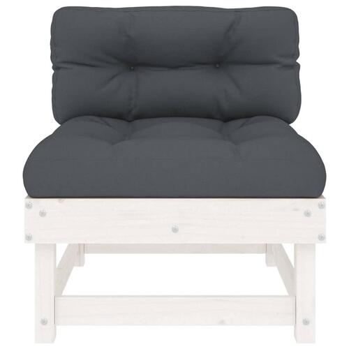 Midtermoduler til sofa 2 stk. med hynder massivt fyrretræ hvid