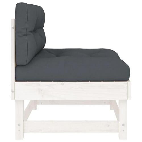 Midtermoduler til sofa 2 stk. med hynder massivt fyrretræ hvid