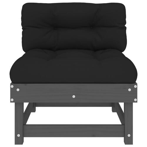 Midtermoduler til sofa 2 stk. med hynder massivt fyrretræ grå