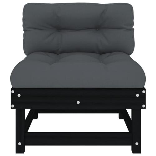 Midtermoduler til sofa 2 stk. med hynder massivt fyrretræ sort