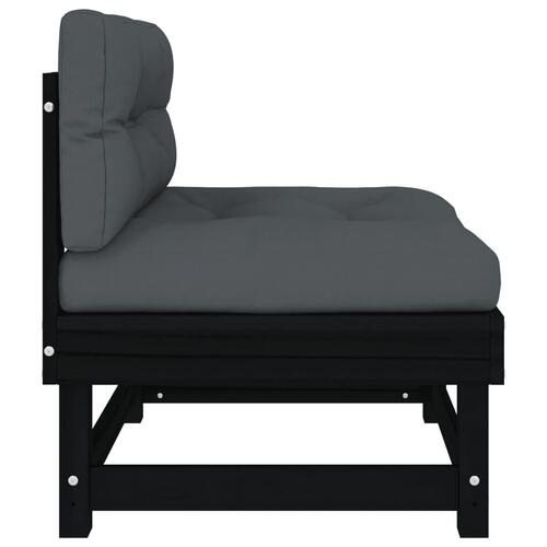 Midtermoduler til sofa 2 stk. med hynder massivt fyrretræ sort