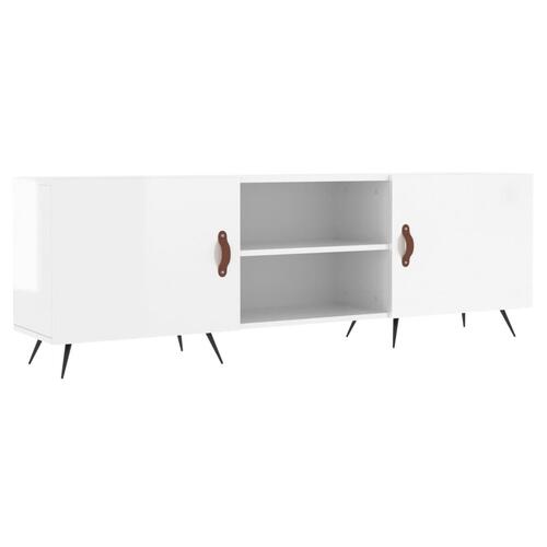 Tv-bord 150x30x50 cm konstrueret træ hvid højglans