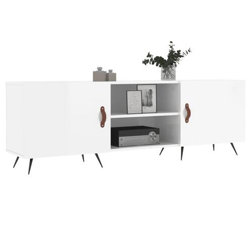 Tv-bord 150x30x50 cm konstrueret træ hvid højglans