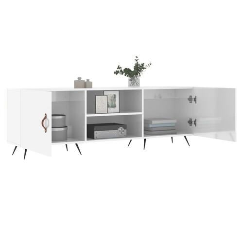 Tv-bord 150x30x50 cm konstrueret træ hvid højglans