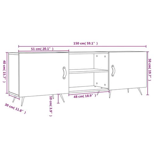 Tv-bord 150x30x50 cm konstrueret træ betongrå