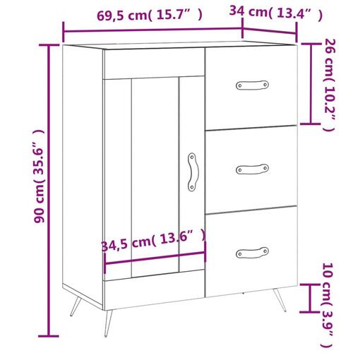 Skænk 69,5x34x90 cm konstrueret træ hvid