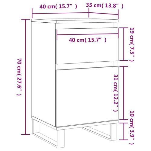 Skænk 40x35x70 cm konstrueret træ hvid